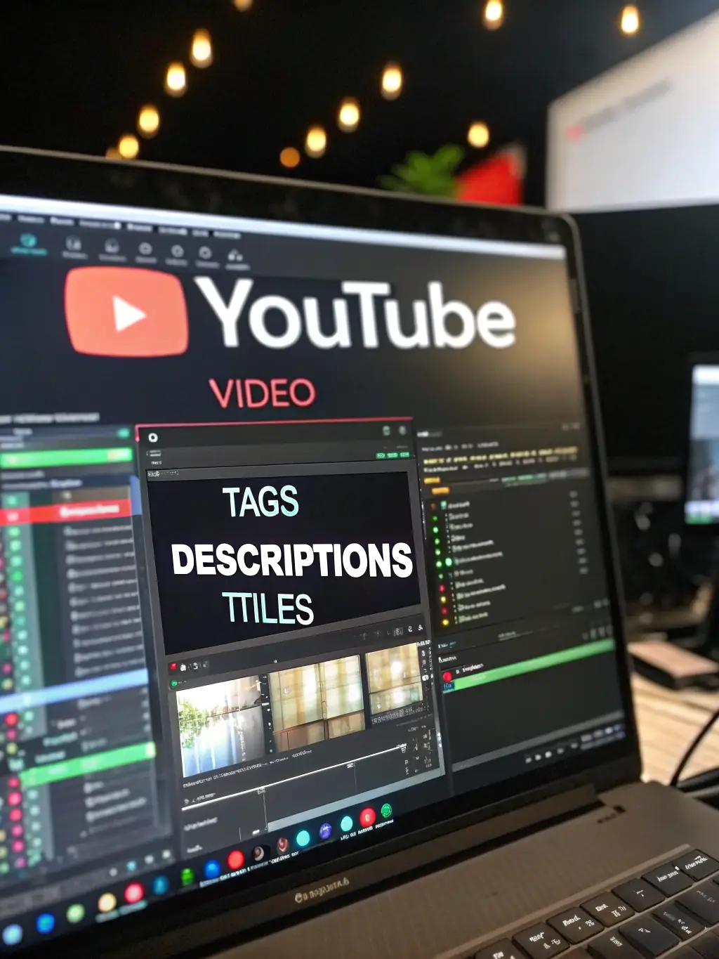 A dynamic image featuring a YouTube channel interface, video analytics, and content creation tools, showcasing the potential of YouTube marketing.