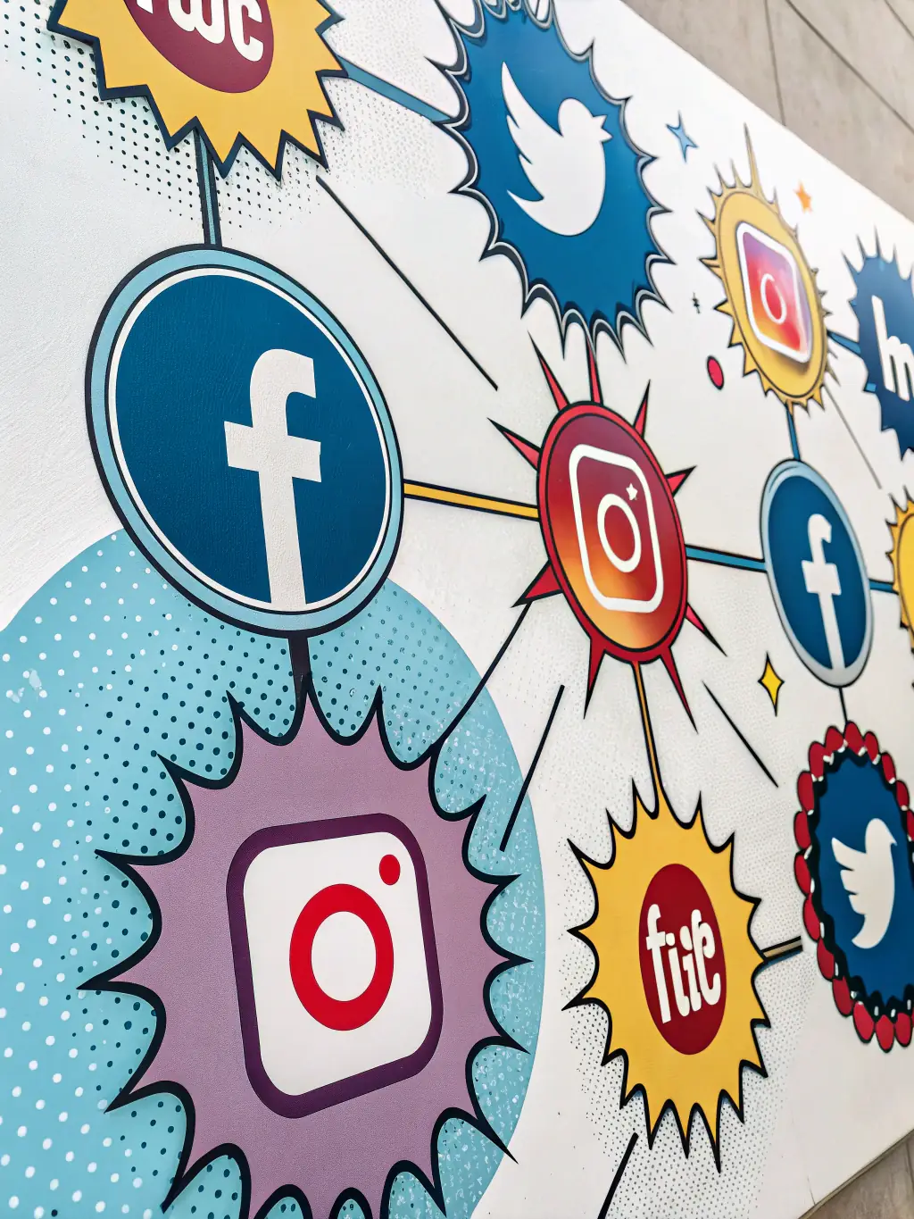 A vibrant image showcasing social media engagement, referral links, and community building, representing the power of social campaigns and word-of-mouth marketing.